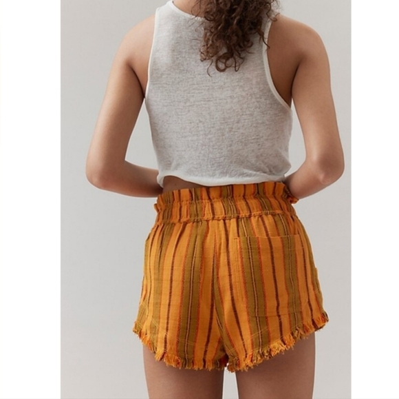 BDG Frankie Paperbag Micro Short in orange stripe size medium new - Picture 3 of 5